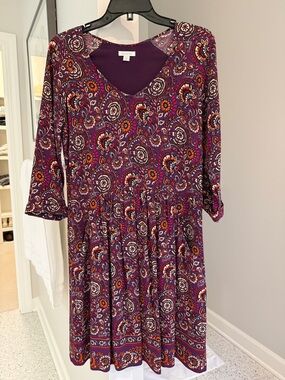Garnet Hill Marina Crepe 3/4 Sleeve Dress